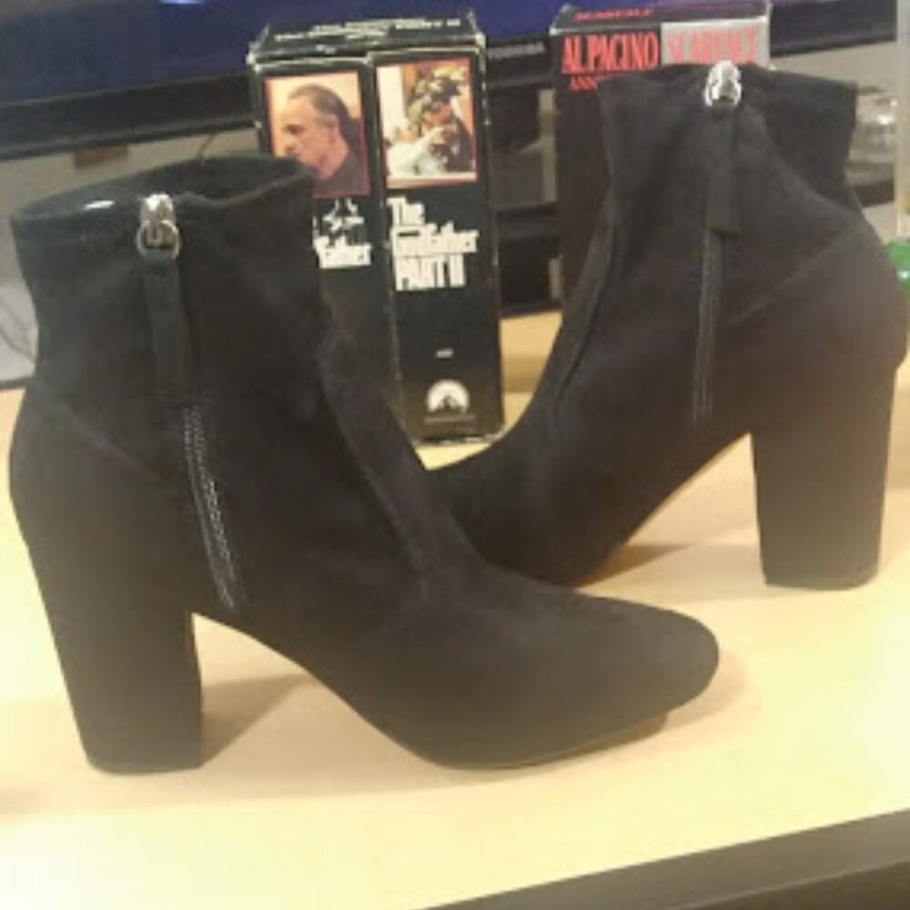 Black Ultra Suede High Heel Gabrielle Ankle Booties Size: 7.5
